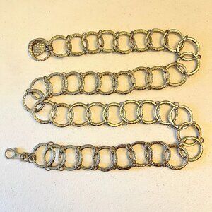 Womens CHAIN BELT One Size Silver ‘O’ Ring Adjustable Biker Casual Dress 39”
